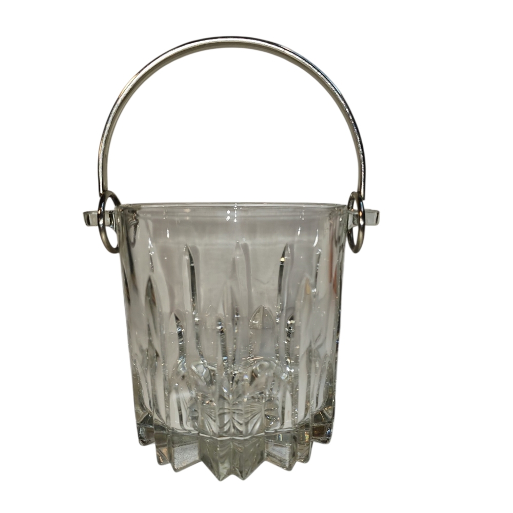 Vintage Mikasa Wishire Crystal Artic Lights Ice Bucket with Silver Handle